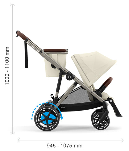 עגלת תינוק חשמלית לתאומים / אחים e-Gazelle S2 שחור Moon Black