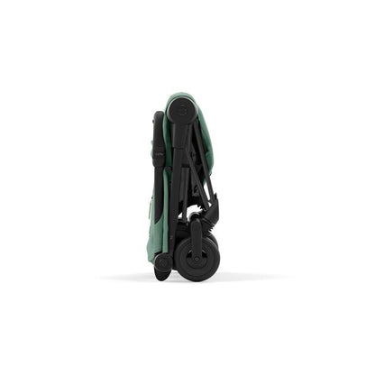 עגלת תינוק Coya שחור מט leaf green-מקופלת