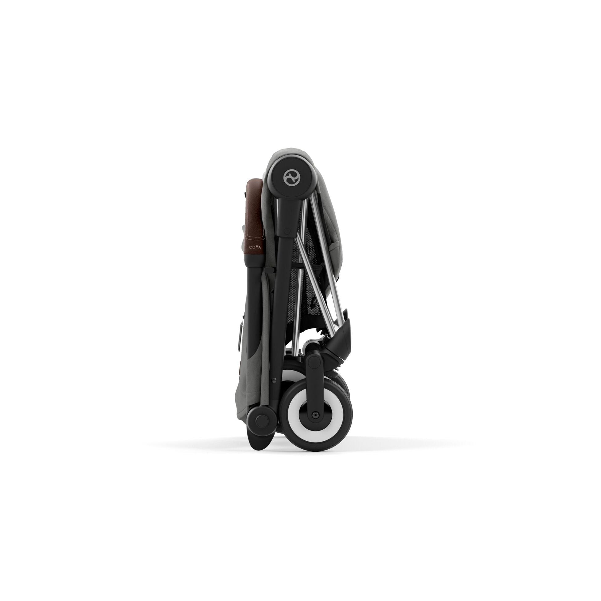 עגלת תינוק Coya כרום חום Sepia Black מקופלת