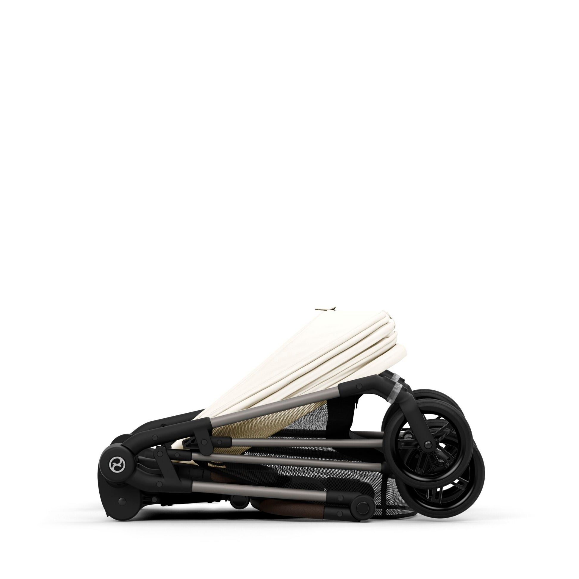 עגלת תינוק משולבת Melio 2 Canvas White-מקופלת